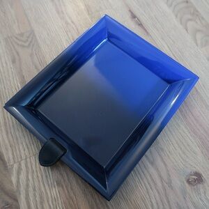 Genuine Hermes Blue Lacquered Tray with Leather Tab